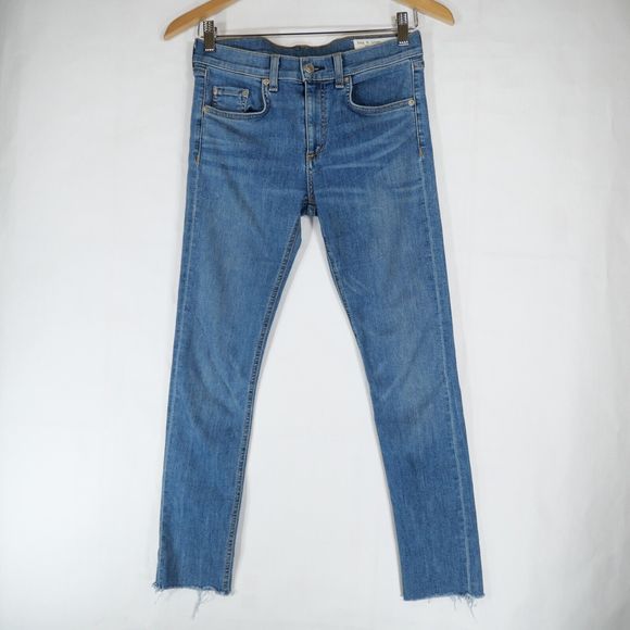 rag & bone Women's Medium Wash Ankle Skinny Jeans W1526K Frayed Hem Size 27 - Picture 1 of 16